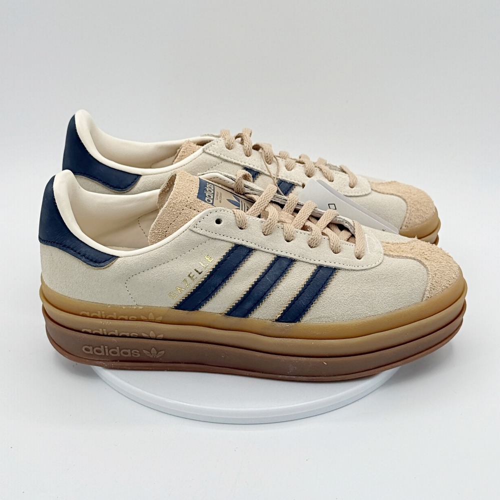 Adidas Gazelle Bold Size 7 Womens Cream/Indigo/Gum JQ5126, NEW - Picture 1 of 10